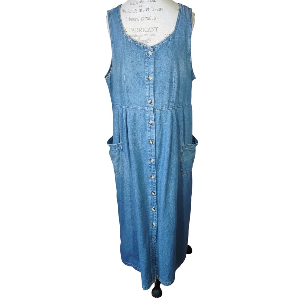 Original TY Wear Blue Chambray Jumper Boho Cottagecore Womens Plus 16W